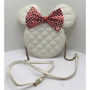 Disney Minnie Mouse White Crossbody Bag with Red Polka Dot Bow
